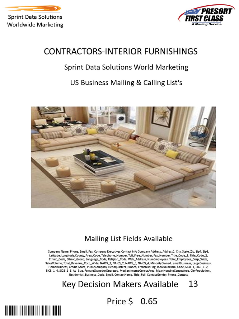 CONTRACTORS-INTERIOR FURNISHINGS