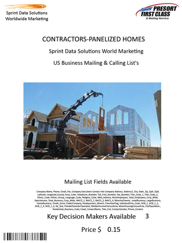 CONTRACTORS-PANELIZED HOMES