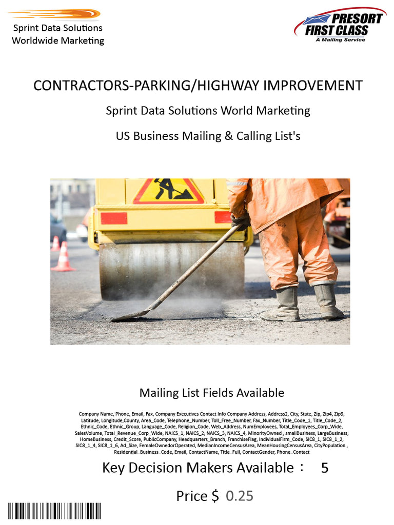 CONTRACTORS-PARKING/HIGHWAY IMPROVEMENT