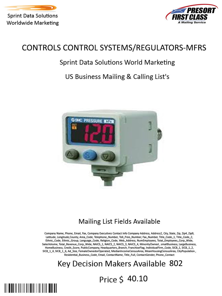 CONTROLS CONTROL SYSTEMS/REGULATORS-MFRS