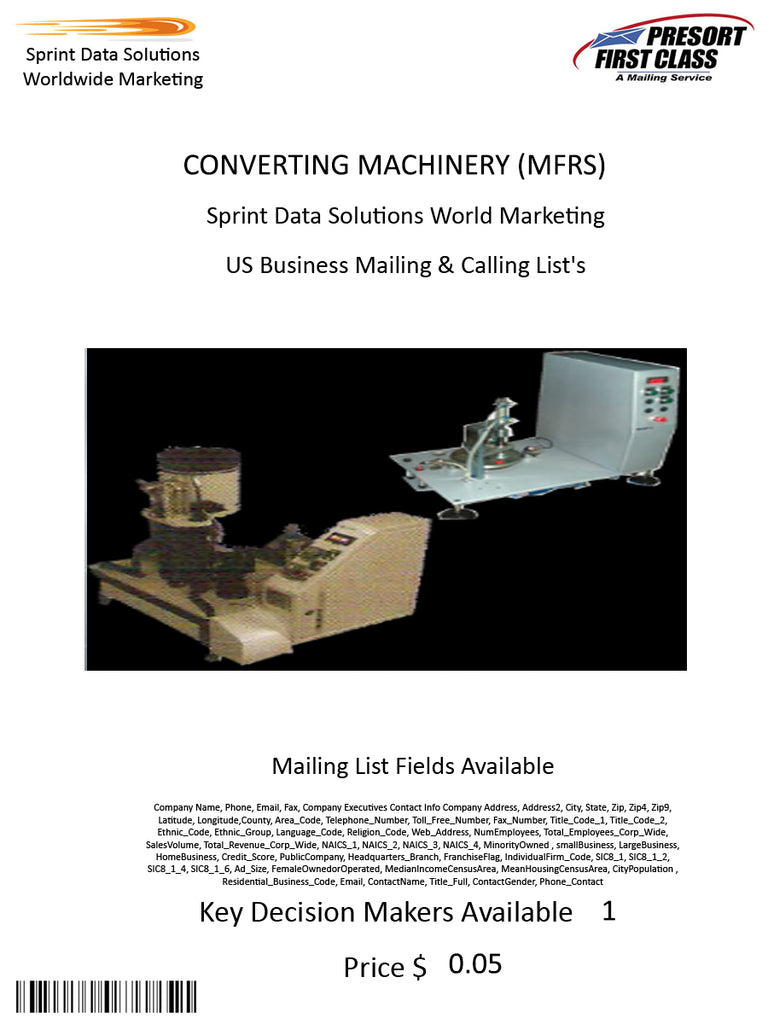 CONVERTING MACHINERY (MFRS)