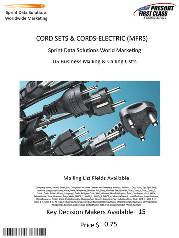 CORD SETS & CORDS-ELECTRIC (MFRS)