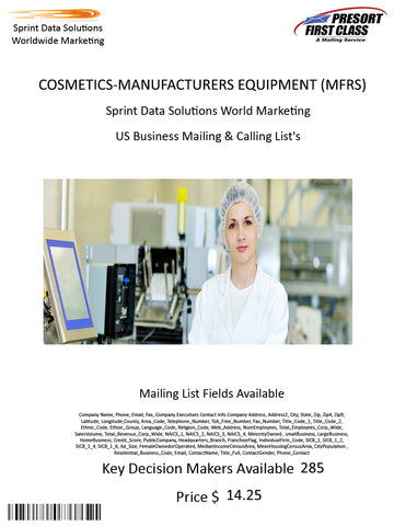 COSMETICS-MANUFACTURERS EQUIPMENT (MFRS)