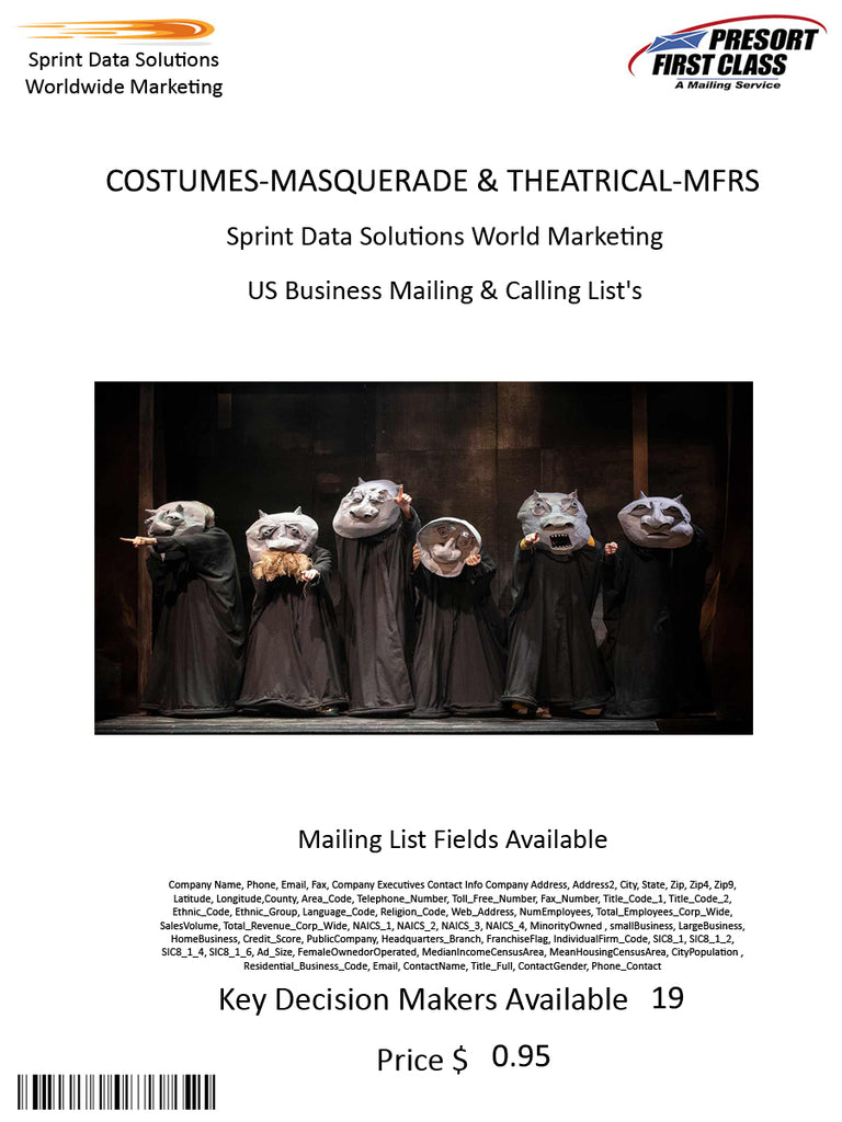 COSTUMES-MASQUERADE & THEATRICAL-MFRS