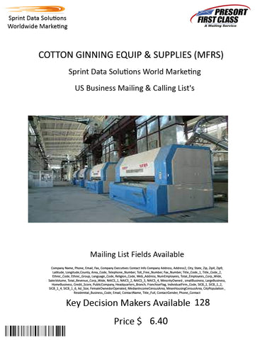 COTTON GINNING EQUIP & SUPPLIES (MFRS)