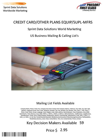 CREDIT CARD/OTHER PLANS EQUIP/SUPL-MFRS