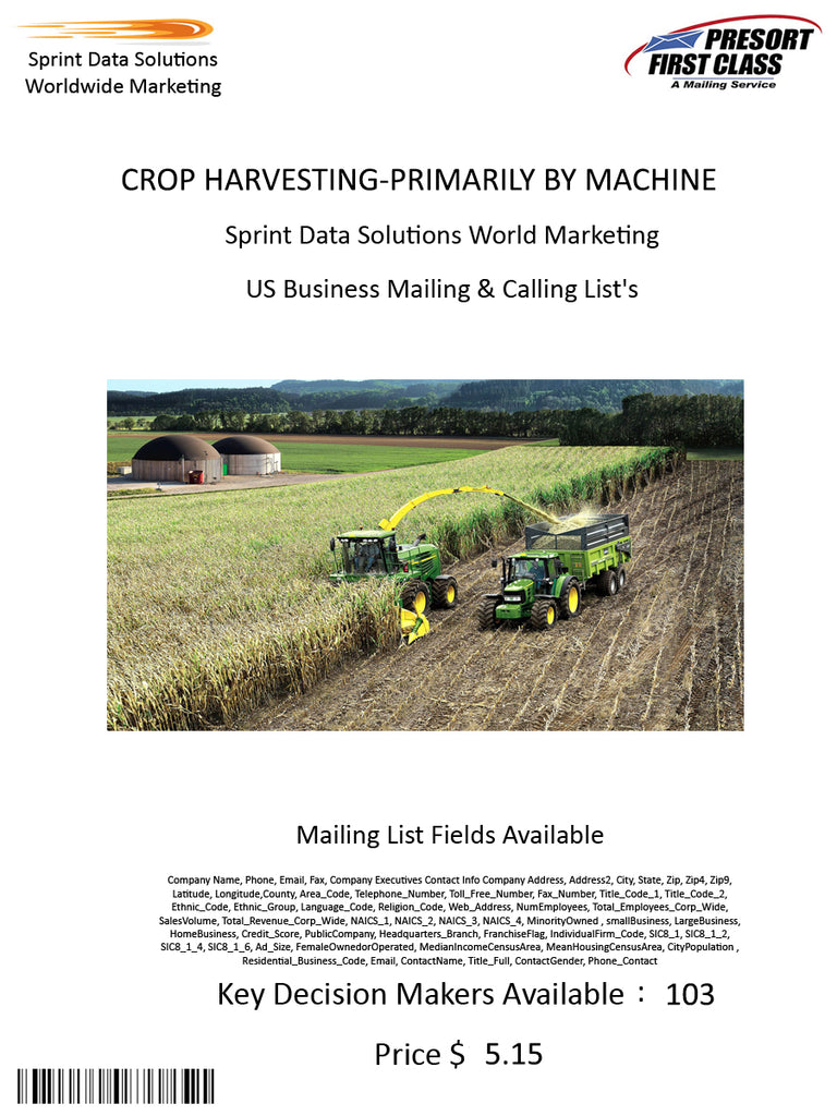 CROP HARVESTING-PRIMARILY BY MACHINE