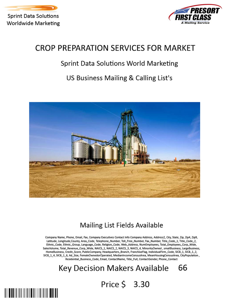 CROP PREPARATION SERVICES FOR MARKET