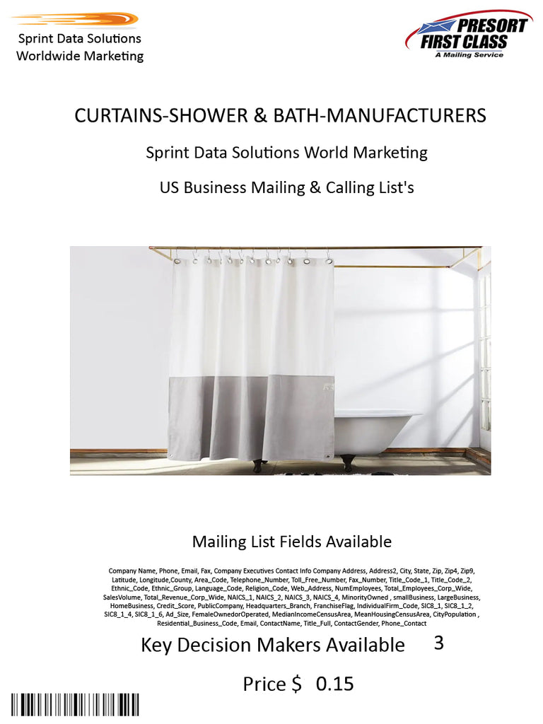 CURTAINS-SHOWER & BATH-MANUFACTURERS