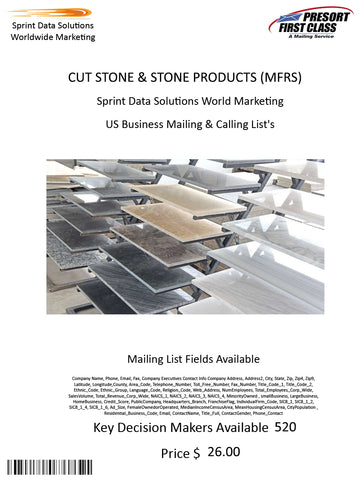 CUT STONE & STONE PRODUCTS (MFRS)