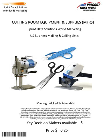 CUTTING ROOM EQUIPMENT & SUPPLIES (MFRS)