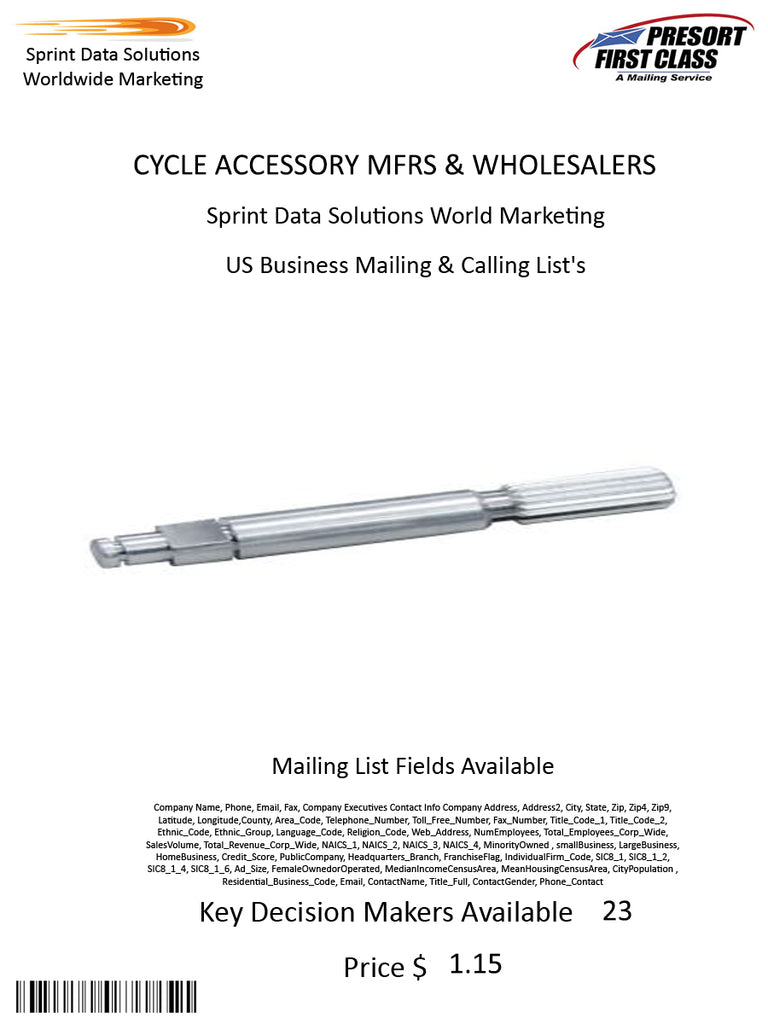 CYCLE ACCESSORY MFRS & WHOLESALERS