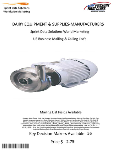 DAIRY EQUIPMENT & SUPPLIES-MANUFACTURERS