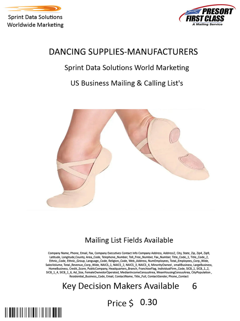 DANCING SUPPLIES-MANUFACTURERS