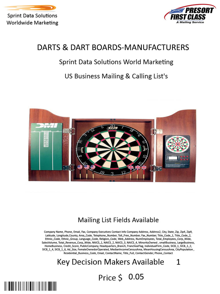 DARTS & DART BOARDS-MANUFACTURERS