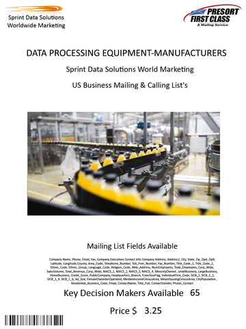 DATA PROCESSING EQUIPMENT-MANUFACTURERS