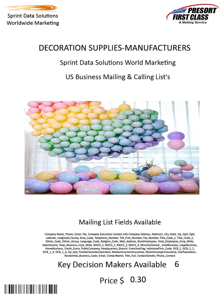 DECORATION SUPPLIES-MANUFACTURERS