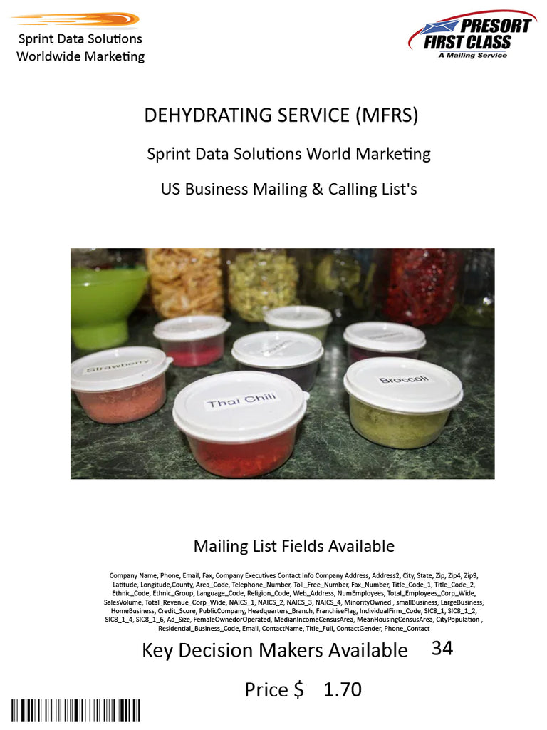 DEHYDRATING SERVICE (MFRS)