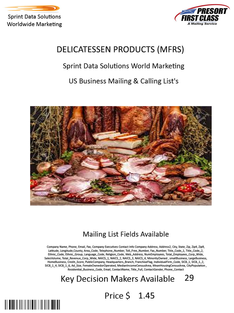 DELICATESSEN PRODUCTS (MFRS)