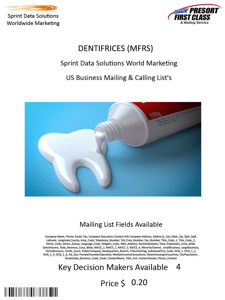 DENTIFRICES (MFRS)