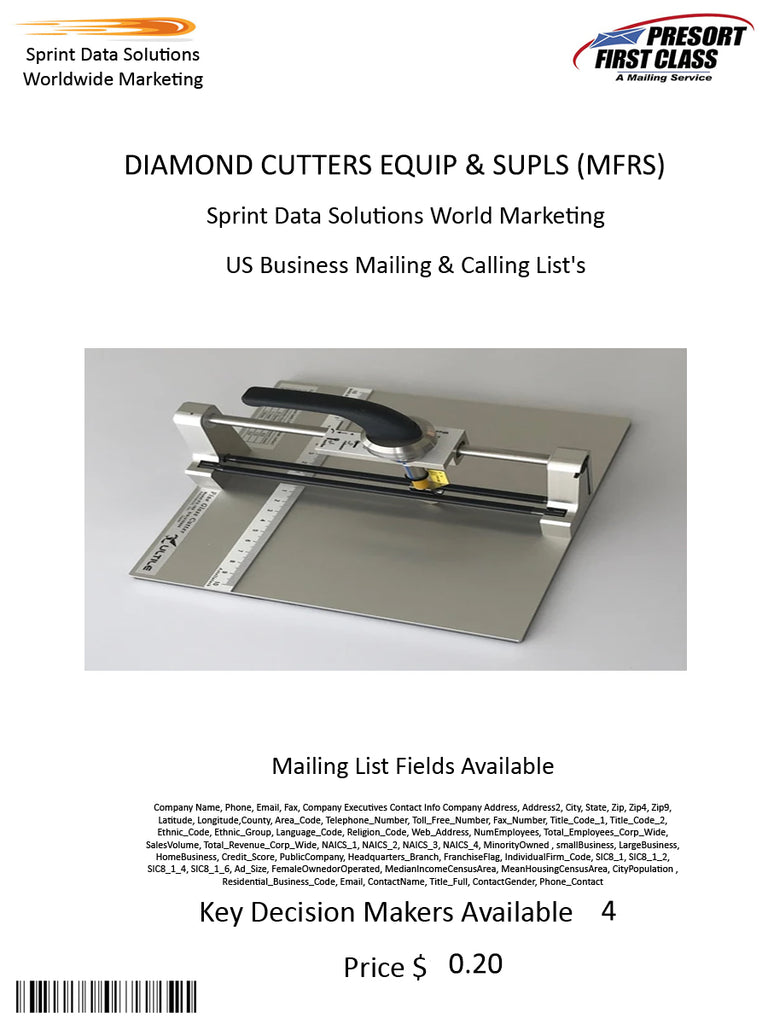 DIAMOND CUTTERS EQUIP & SUPLS (MFRS)