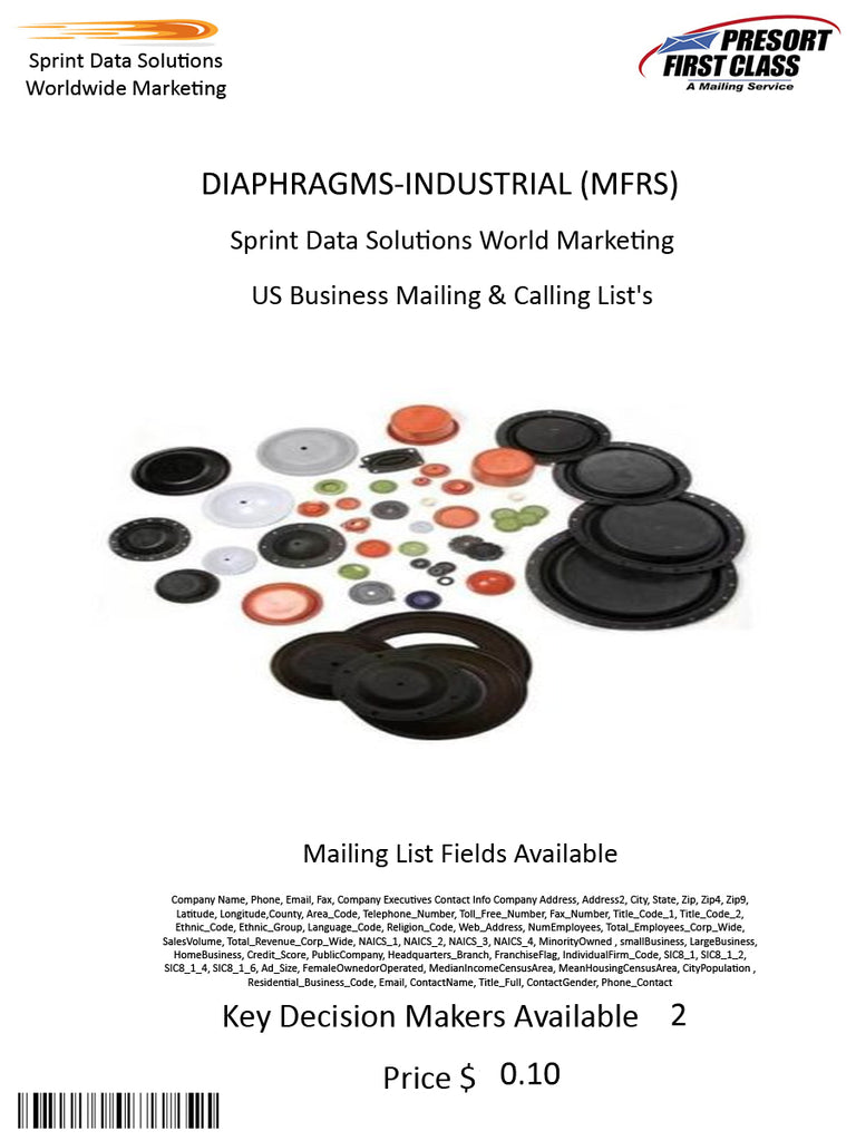 DIAPHRAGMS-INDUSTRIAL (MFRS)