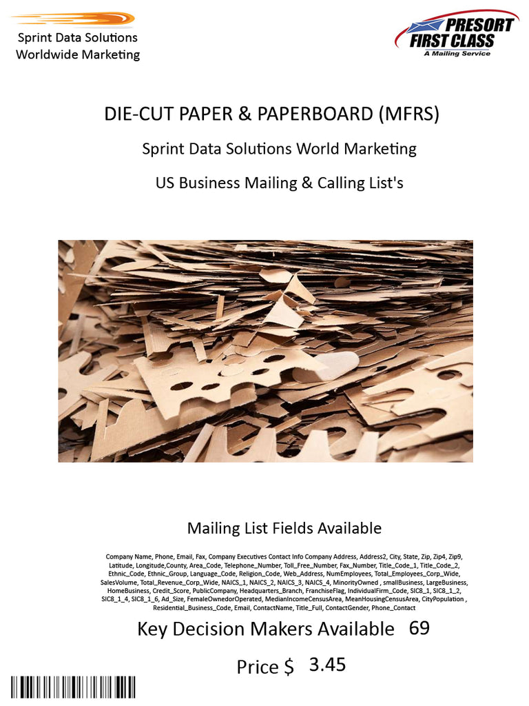 DIE-CUT PAPER & PAPERBOARD (MFRS)