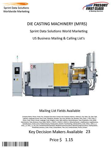 DIE CASTING MACHINERY (MFRS)