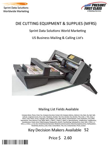 DIE CUTTING EQUIPMENT & SUPPLIES (MFRS)