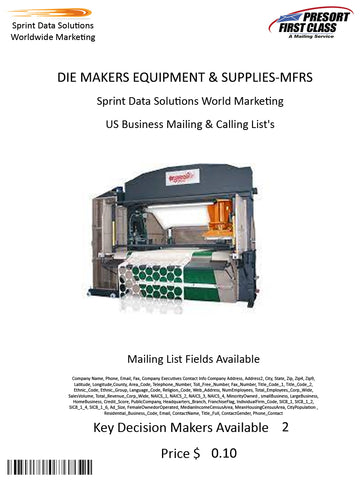 DIE MAKERS EQUIPMENT & SUPPLIES-MFRS