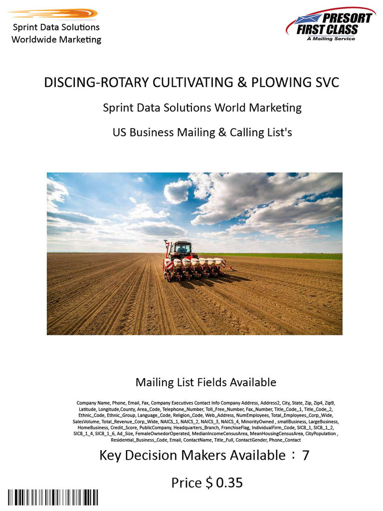 DISCING-ROTARY CULTIVATING & PLOWING SVC