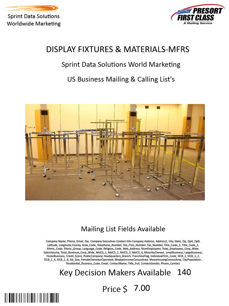 DISPLAY FIXTURES & MATERIALS-MFRS