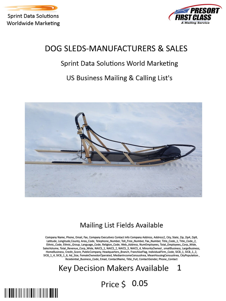 DOG SLEDS-MANUFACTURERS & SALES