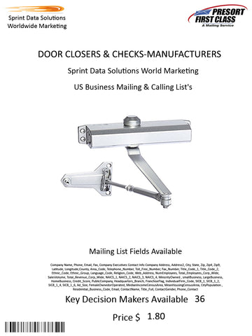 DOOR CLOSERS & CHECKS-MANUFACTURERS