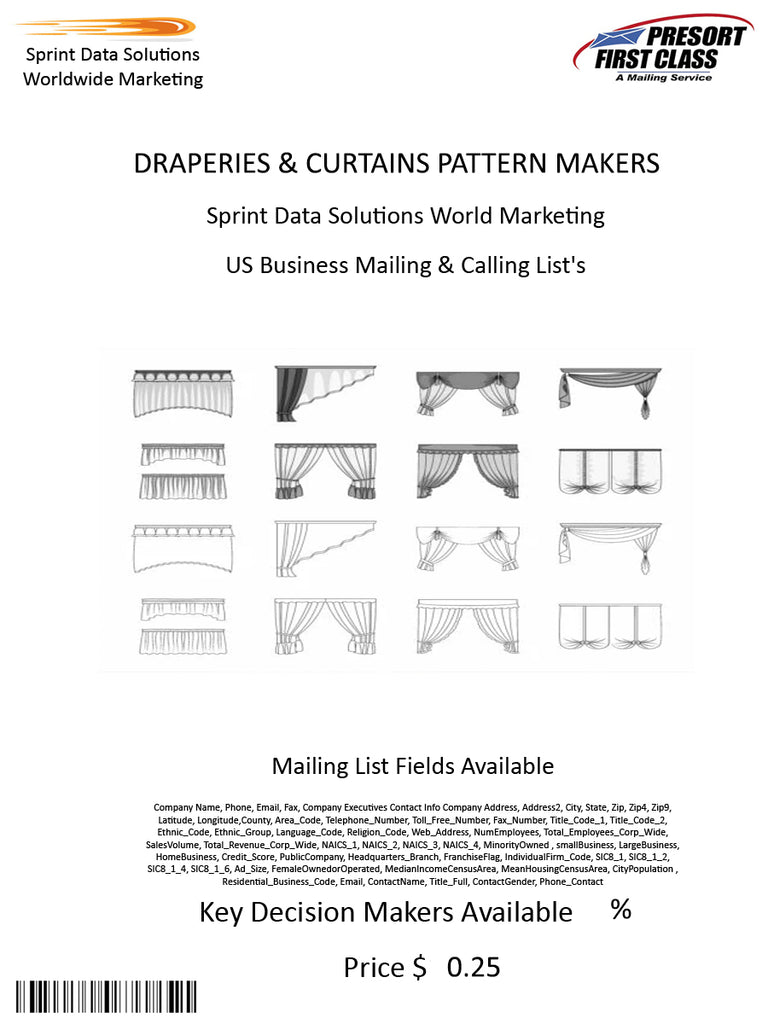 DRAPERIES & CURTAINS PATTERN MAKERS