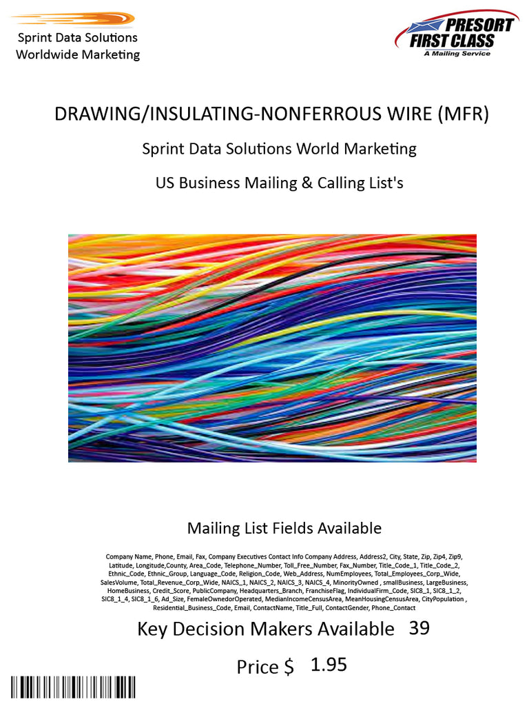 DRAWING/INSULATING-NONFERROUS WIRE (MFR)