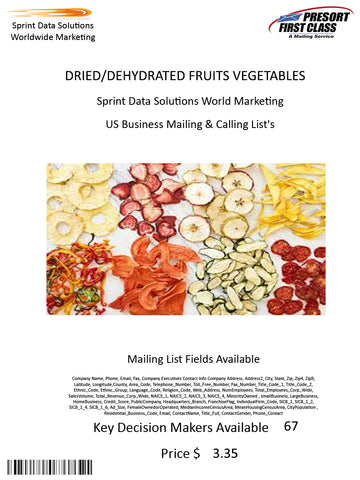 DRIED/DEHYDRATED FRUITS VEGETABLES