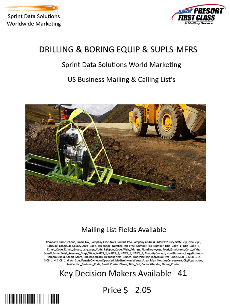 DRILLING & BORING EQUIP & SUPLS-MFRS