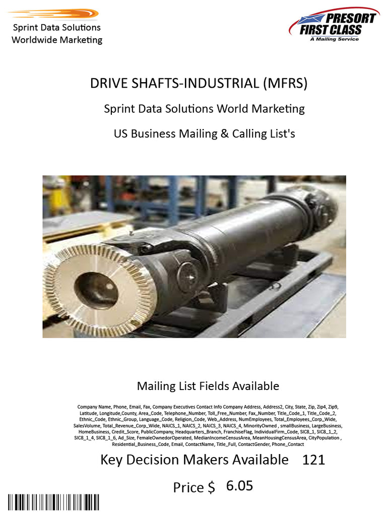 DRIVE SHAFTS-INDUSTRIAL (MFRS)