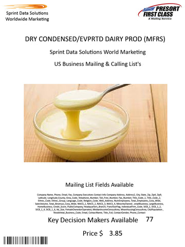 DRY CONDENSED/EVPRTD DAIRY PROD (MFRS)