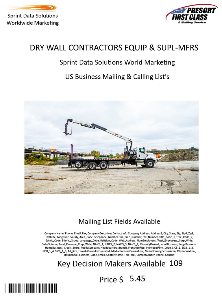 DRY WALL CONTRACTORS EQUIP & SUPL-MFRS