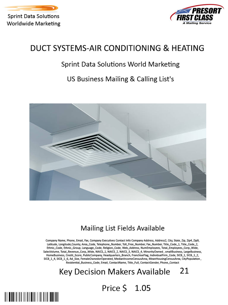 DUCT SYSTEMS-AIR CONDITIONING & HEATING