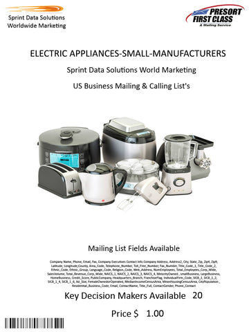 ELECTRIC APPLIANCES-SMALL-MANUFACTURERS