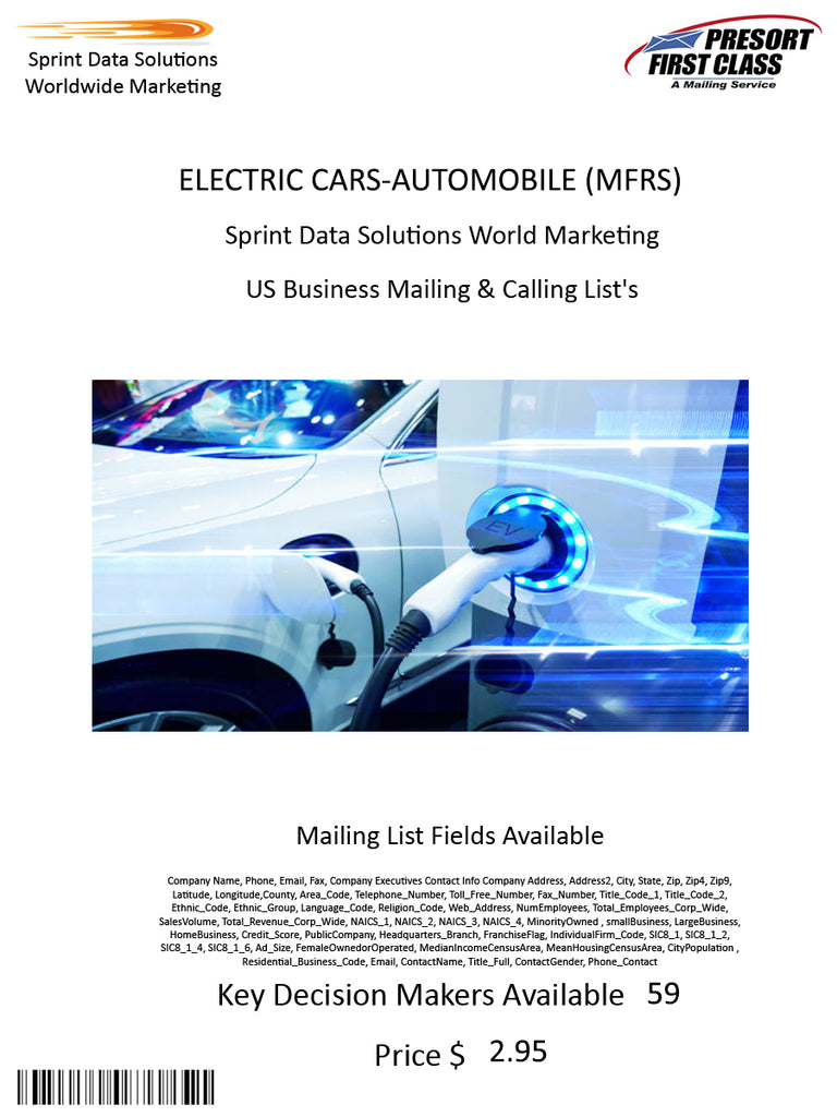 ELECTRIC CARS-AUTOMOBILE (MFRS)