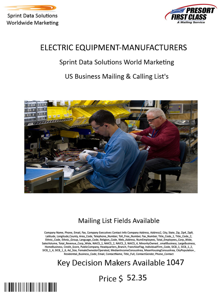 ELECTRIC EQUIPMENT-MANUFACTURERS