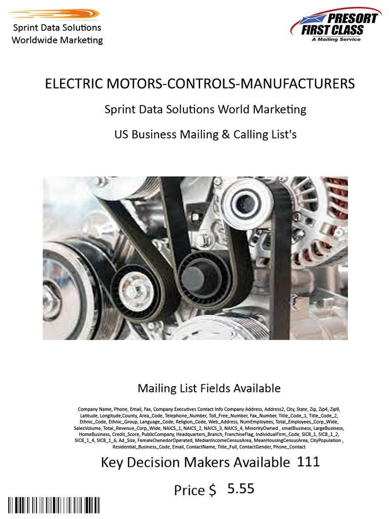 ELECTRIC MOTORS-CONTROLS-MANUFACTURERS