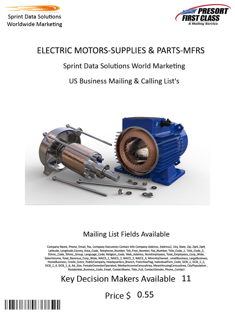 ELECTRIC MOTORS-SUPPLIES & PARTS-MFRS