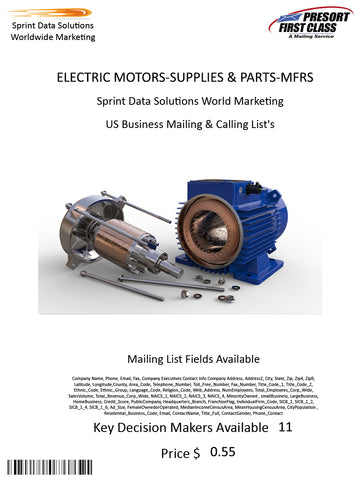 ELECTRIC MOTORS-SUPPLIES & PARTS-MFRS