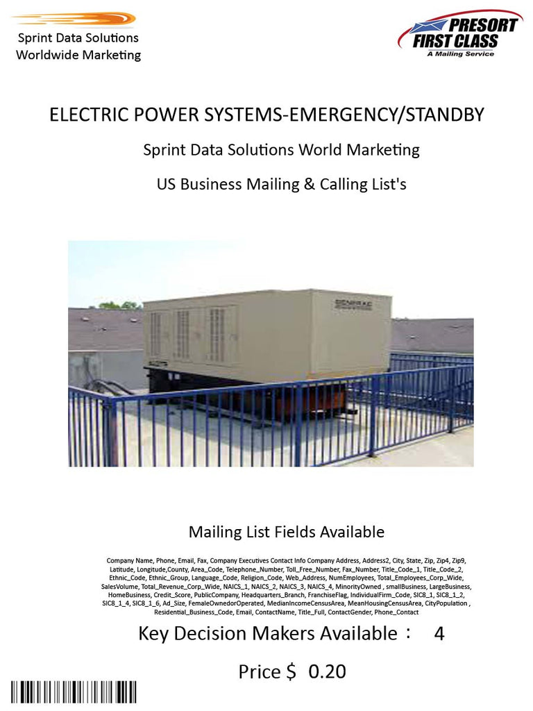 ELECTRIC POWER SYSTEMS-EMERGENCY/STANDBY