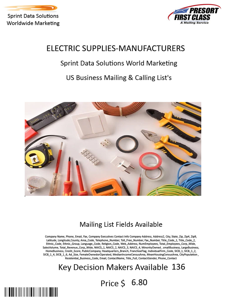 ELECTRIC SUPPLIES-MANUFACTURERS